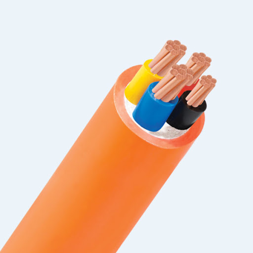 Ảnh thực tế cáp cháy chậm LSZH, vỏ cam, cuộn lớn, chuyên dùng cho công trình dân dụng và công nghiệp.