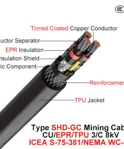 Cáp điện SHD-GC tròn 8kV vỏ TPU ba lõi dây