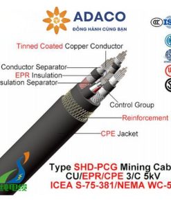 Cáp điện di động 3 pha thân tròn SHD-PCG 5kV